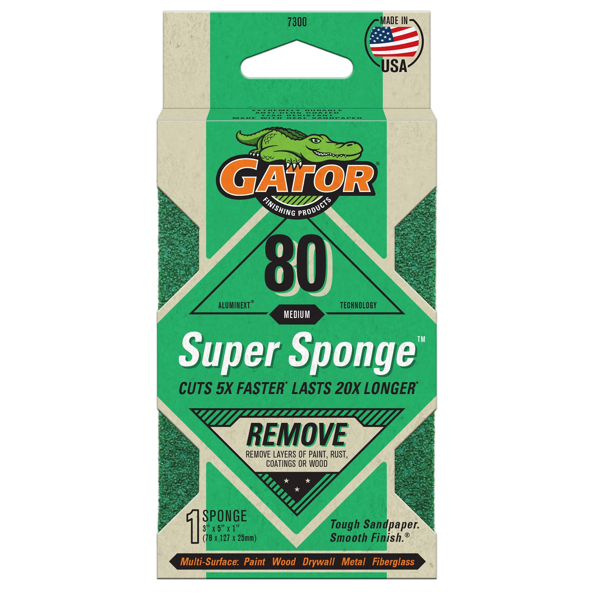 Gator® Super Sponge™ Medium 80 Grit Sanding Sponge